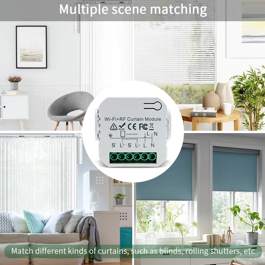 Interruptor de Cortina Inteligente WiFi Tuya - Controlador Eléctrico para Persianas y Puertas Enrollables, Control por App y Voz, Compatible con Alexa y Google Home