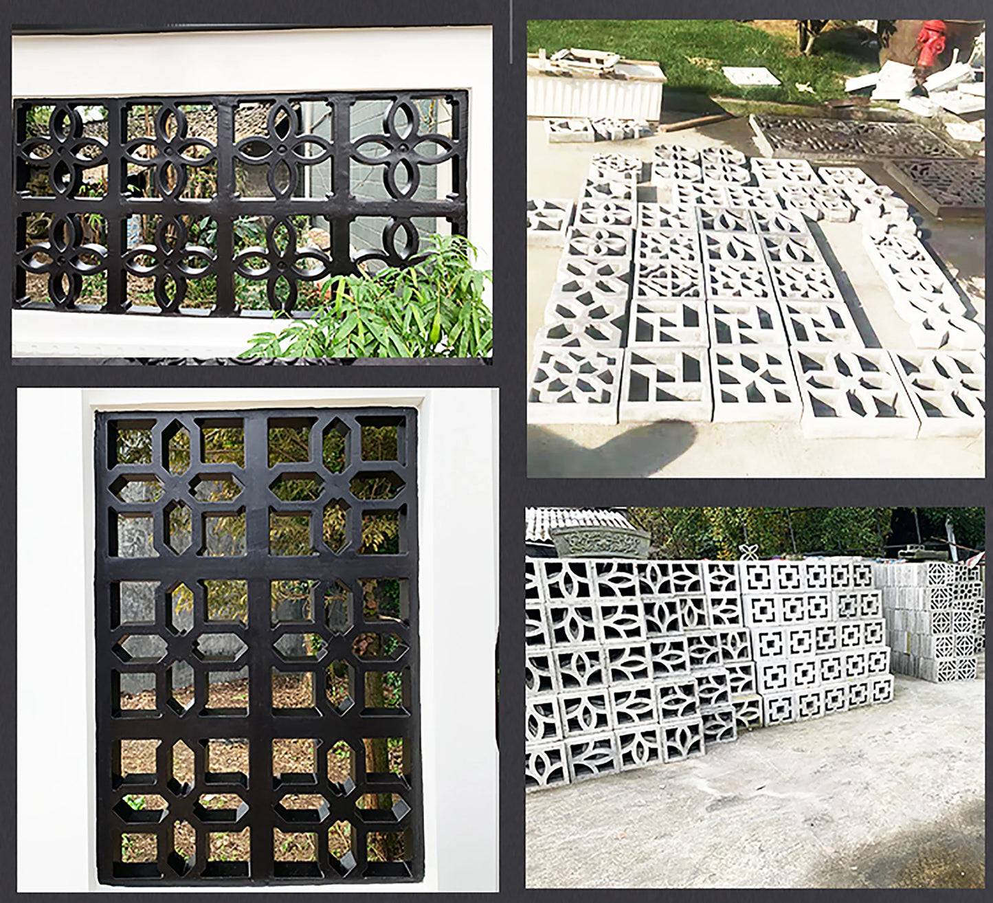 Molde de hormigón de construcción de jardín de diamante hueco, molde de ladrillo de plástico hueco para valla, molde de cemento antiguo para patio, césped, piscina de flores
