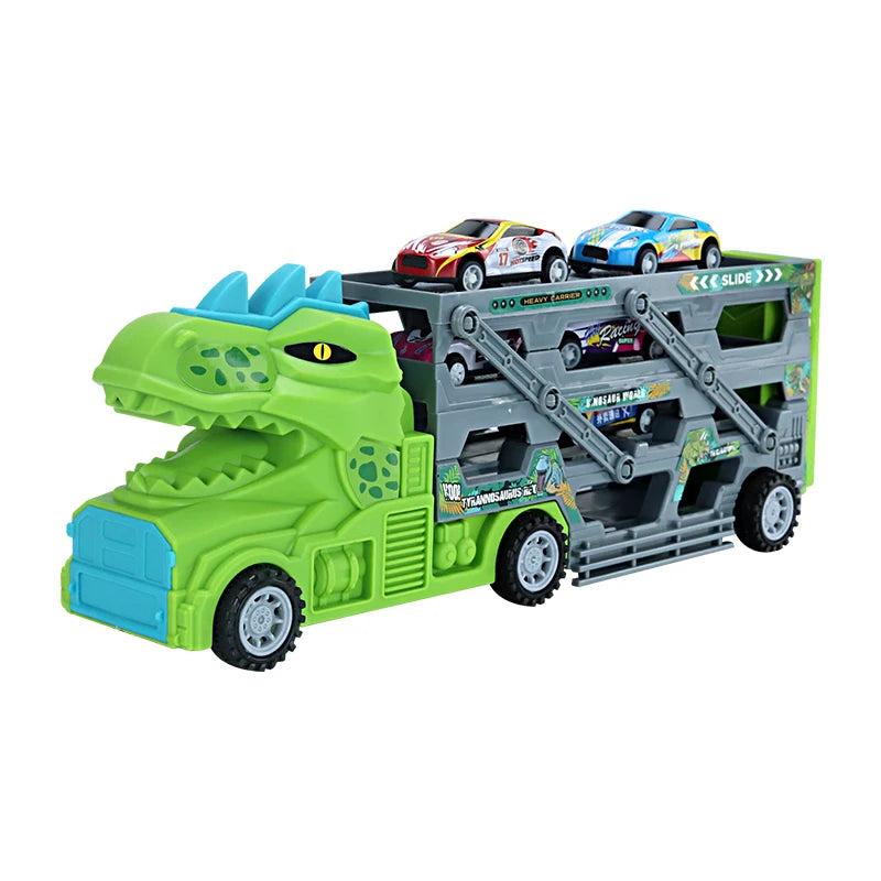 Camión Transportador de Contenedores de Tres Niveles – Camión de Almacenaje Plegable de Aleación, Modelo Simulado para Niños