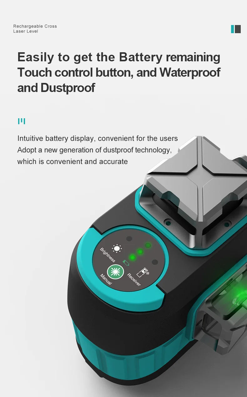 Nivel Láser 3D L52R L62, Herramienta de Nivelación 2 Líneas con Batería y Trípode, Autonivelante Horizontal y Vertical