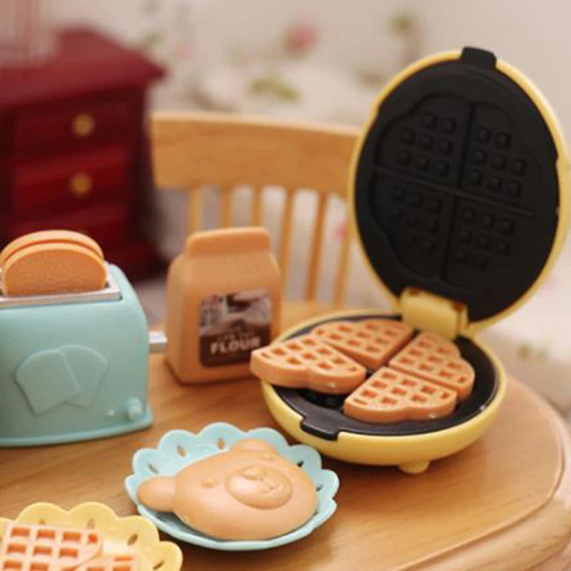 Mini Máquina de Pan con Tostadora para Casa de Muñecas en Escala 1/12 - Accesorios de Decoración Miniatura