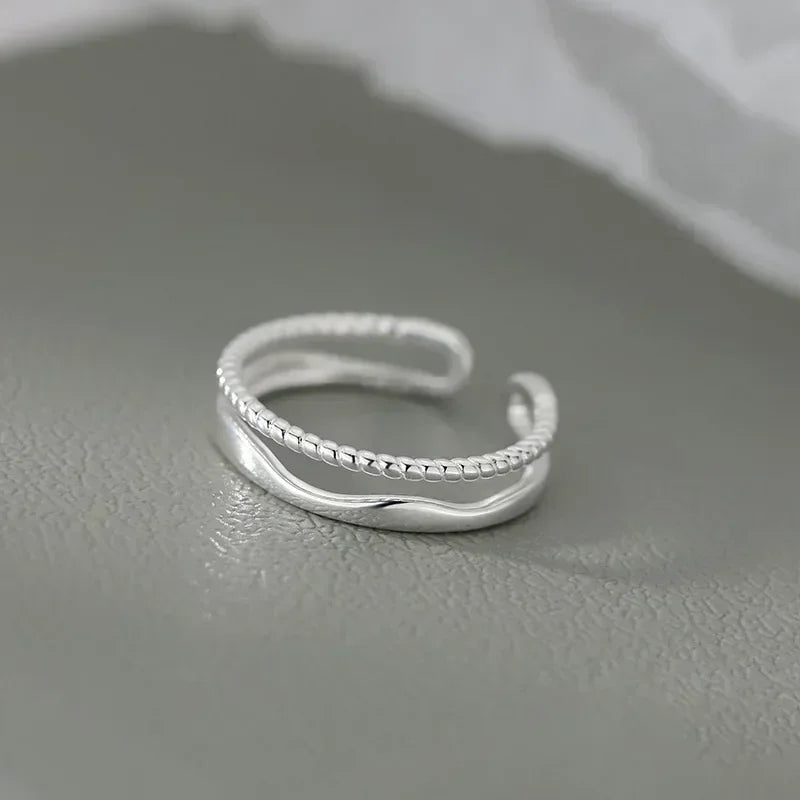Anillo de Doble Línea en Plata 925 para Mujer – Anillo Vintage de Compromiso o Boda, Joyería Fina