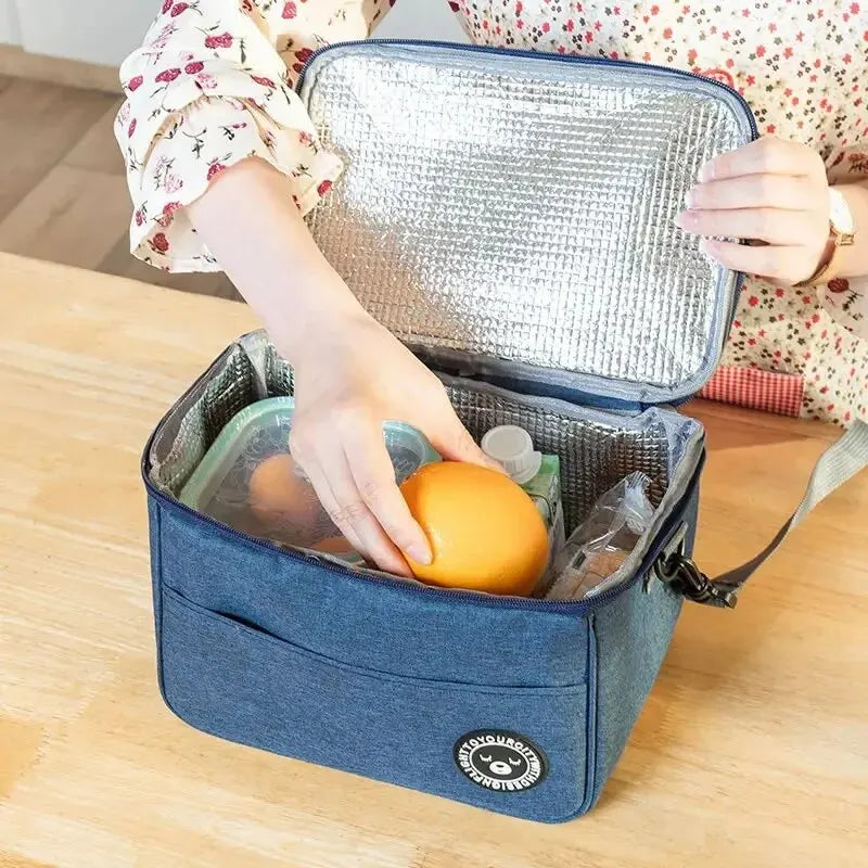 Bolsa Térmica Portátil para Almuerzo, Caja Insulada con Correa para Hombro, Bolsa Impermeable para Oficina y Comidas al Aire Libre