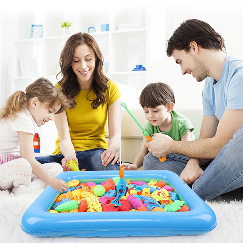 Juego de Pesca para Niños con Pescado Magnético y Caña Inflable - Juguetes de Agua Educativos para Niños, Regalo para Bebés y Niños de 3 a 5 Años