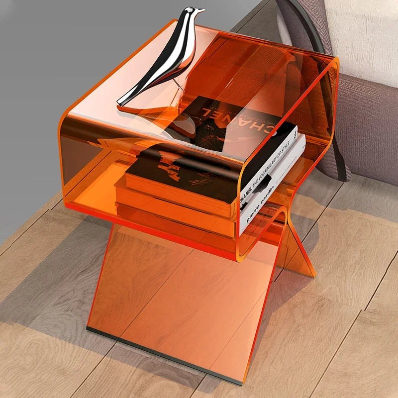 Mesa Auxiliar de Sofá Transparente de Acrílico - Mesita de Noche Moderna para Sala de Estar y Diseño de Esquina
