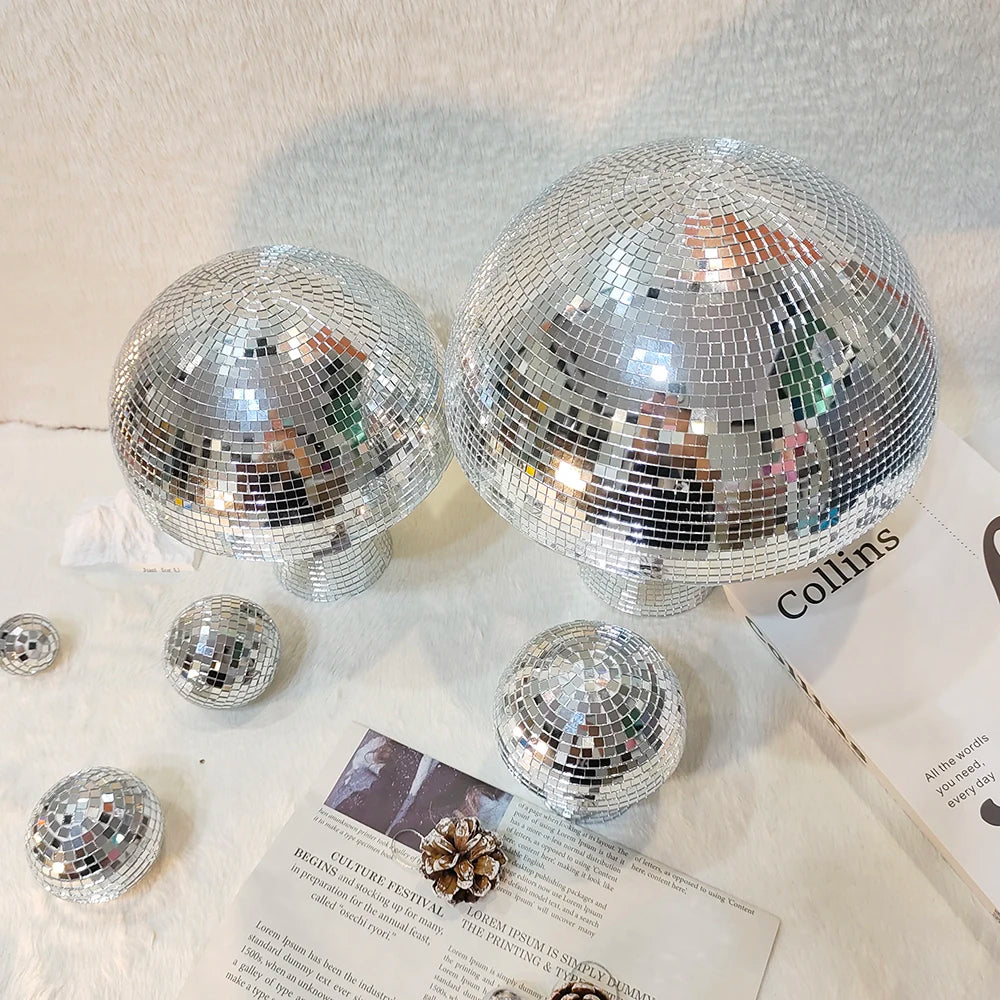 Disco Ball para Decoraciones en Casa y Fiestas, Espejo en Forma de Hongo para Bodas y Eventos