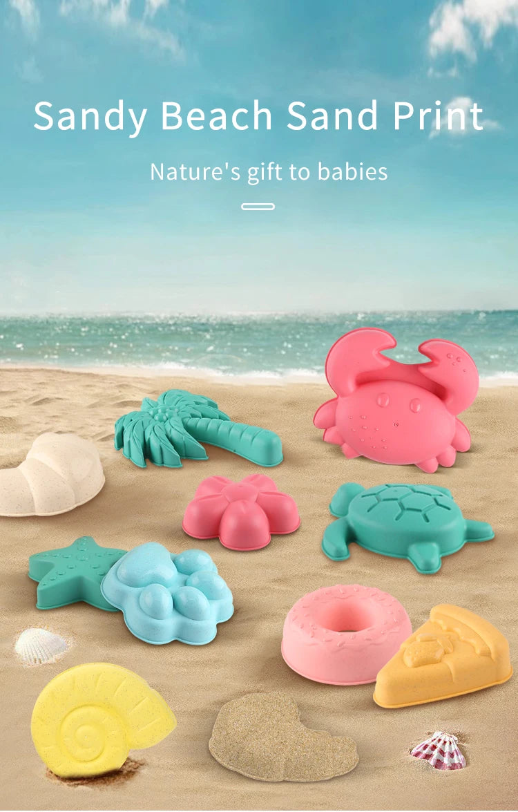 Set de Juguetes de Playa para Niños, Moldes de Arena y Herramientas de Excavación, Set de 12 Piezas con Vehículos y Accesorios en Trigo