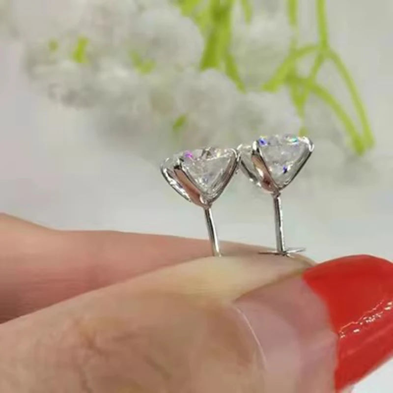 Pendientes de moissanita de Color D para mujer y niña, aretes de plata de ley 0,5, Piercing brillante, joyería fina, 925-1 quilate