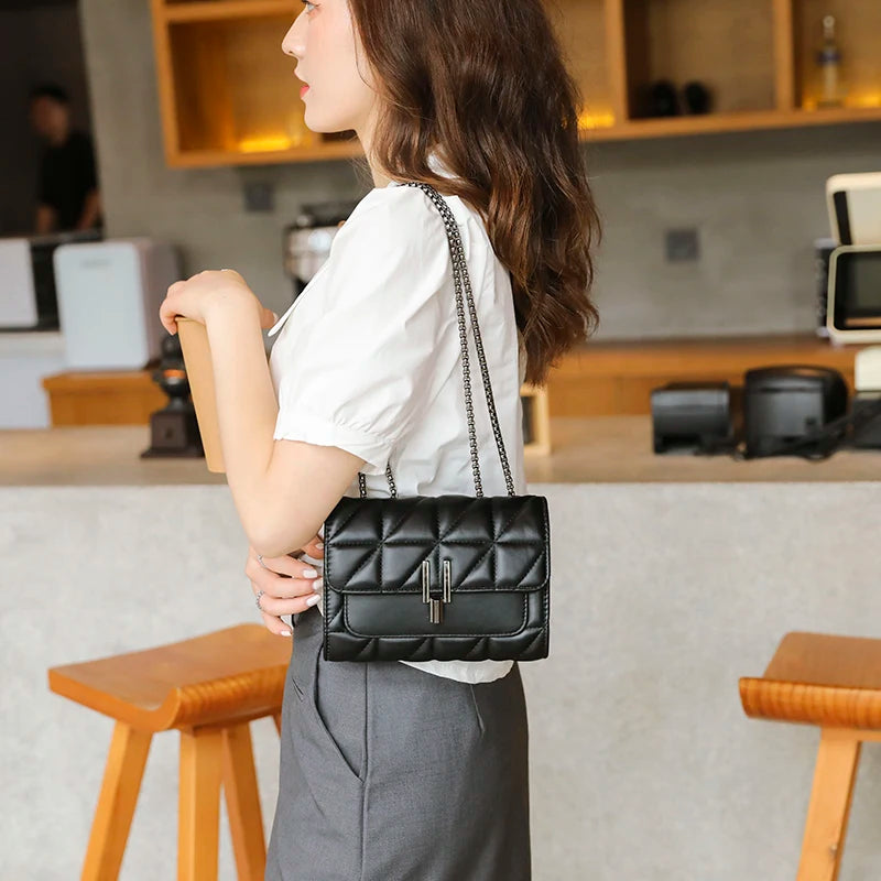Bolso cruzado con cadena para mujer, bandolera de un solo hombro, estilo cruzado diagonal