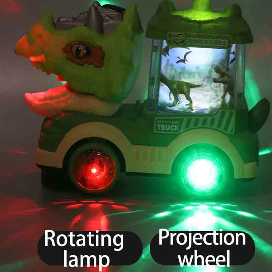 Coche Eléctrico de Dinosaurio con Luces y Música – Juguete Interactivo de Triceratops y Tiranosaurio Rex | Regalo Ideal para Niños