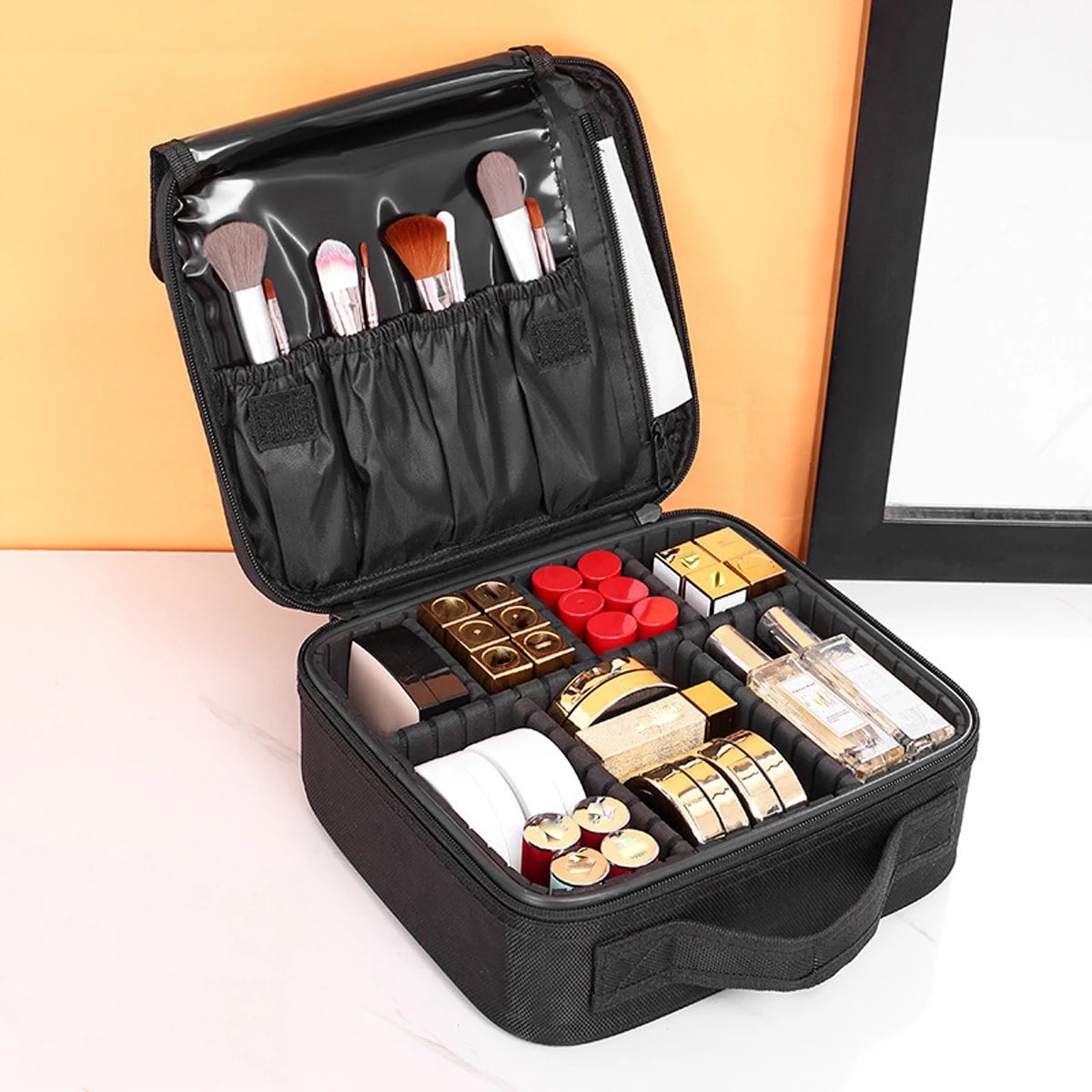 Maletín Cosmético de Tres Capas - Impermeable de Tela Oxford para Maquillaje y Almacenamiento