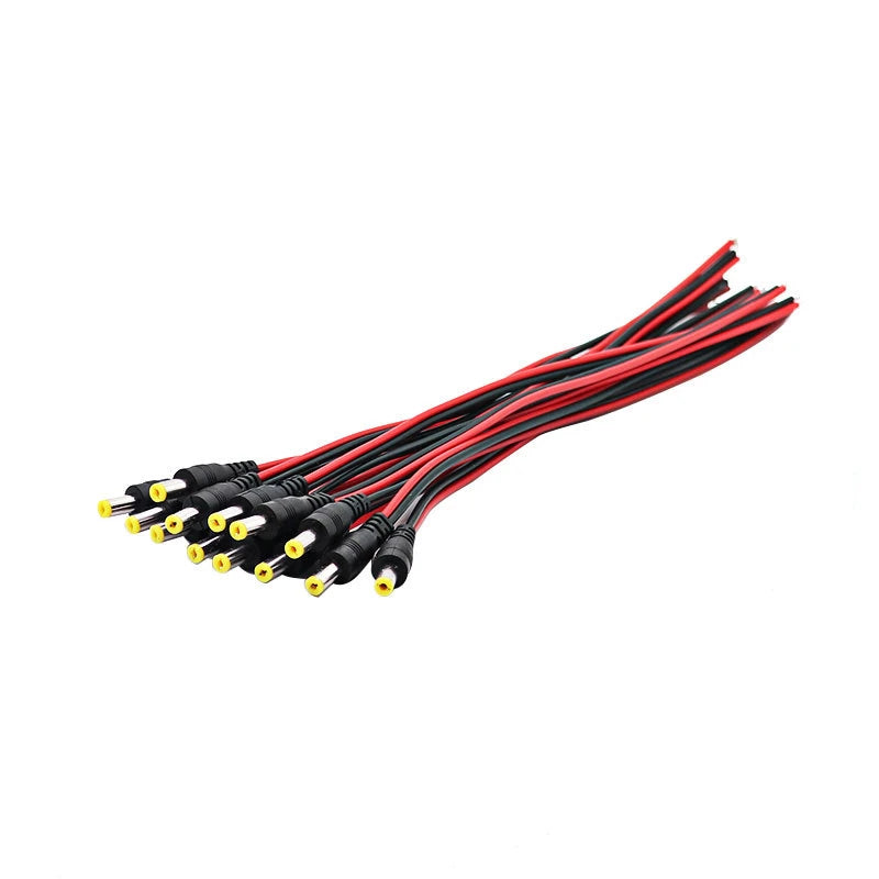 Cable de Alimentación Pigtail 12V DC para Cámara CCTV, 10 Piezas, Conector Macho y Hembra 5.5*2.1 mm