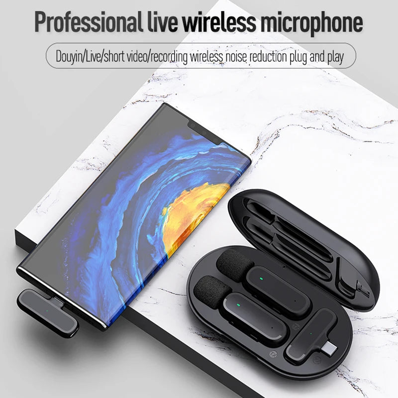 Micrófono Inalámbrico HD K61 | Doble Micrófono para Grabación de Videos Cortos y TikTok | Alcance de 20 Metros