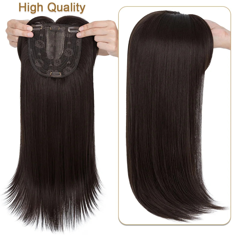 Benehair-extensiones de cabello sintético para mujer, postizos con flequillo, 18 pulgadas