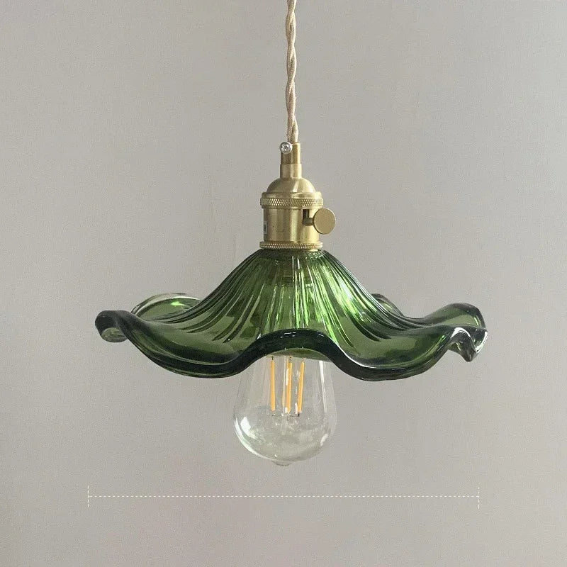 Lámpara Colgante LED Simple de Estilo Nórdico para Dormitorio, Sala de Estar, Bar, Luces Colgantes de Cobre con Vidrio Colorido