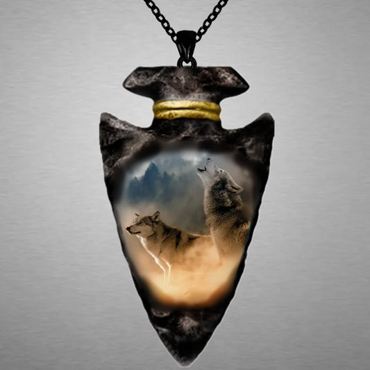 Collar de Cabeza de Lobo con Tótem de Animal Indio - Joyería Punk Hip Hop para Hombres
