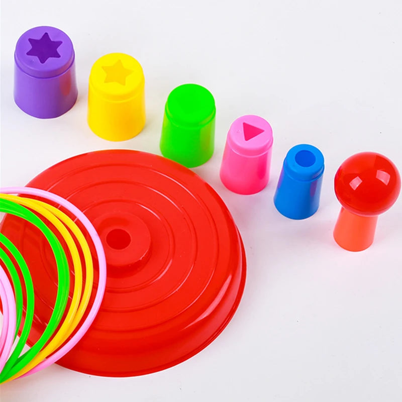 Juego de Lanzamiento de Anillos y Apilamiento de Copas para Niños - Juego Interactivo de Padres e Hijos al Aire Libre