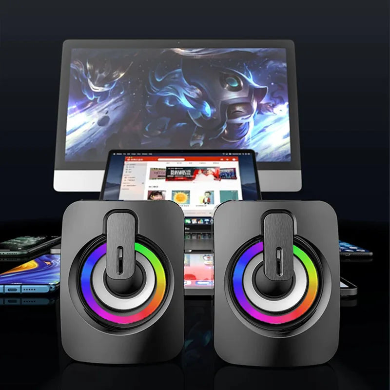 Altavoces USB para PC - Sound Box HIFI Estéreo con Micrófono y Luz LED para Escritorio