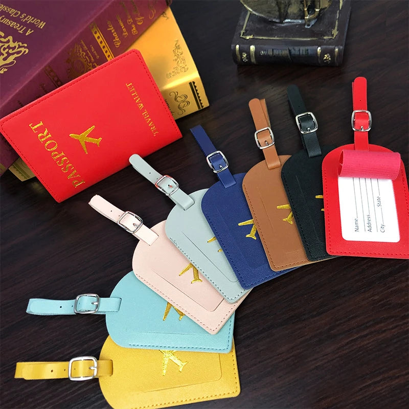 Etiqueta de Equipaje y porta pasaporte de Cuero PU para Hombres y Mujeres – Soporte de ID y Dirección para Maletas y Bolsas de Viaje