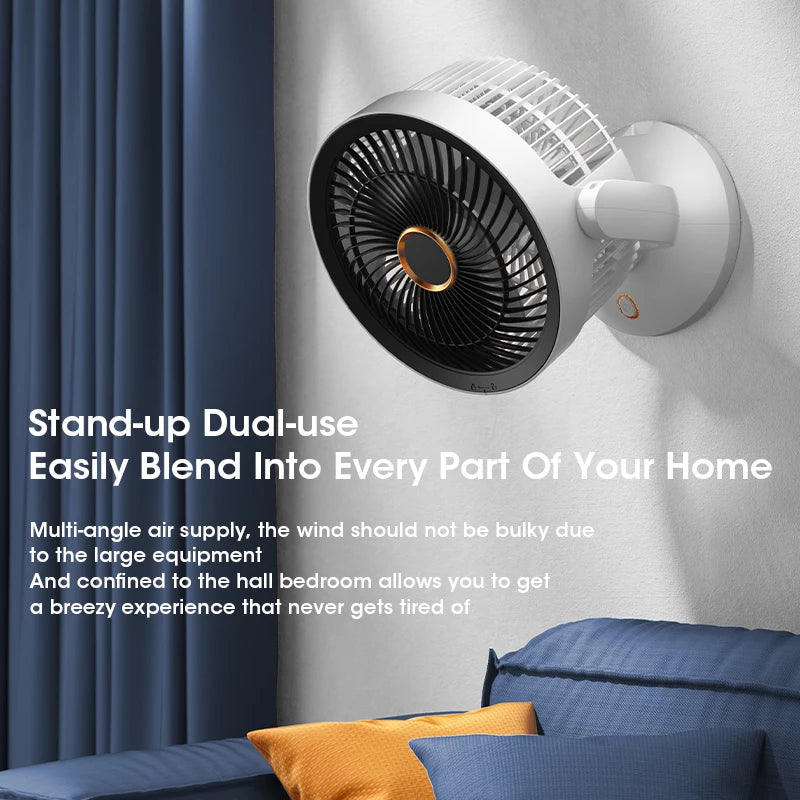 Ventilador Eléctrico de Circulación de Aire USB, No Recargable, Portátil, de Escritorio, Montado en Pared, Rotación de 360 Grados con Luz para el Hogar