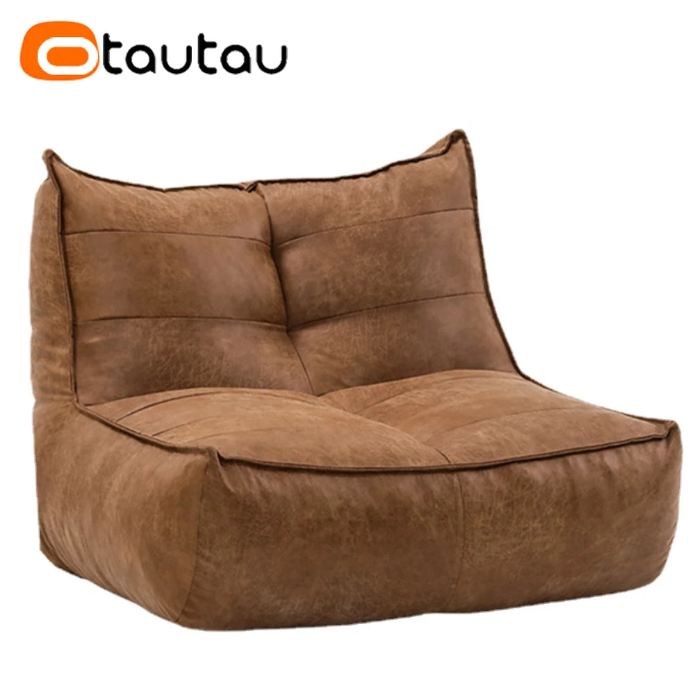 Funda de Piel Sintética para PUF Grande - Chaise Tumbona, Sofá Cama Sin Relleno, Terciopelo de Gamuza Retro