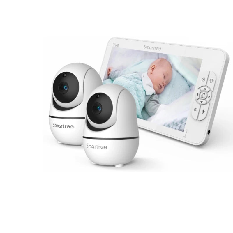 Monitor para Bebé SM70 de 7" 1080P HD con Pantalla Dividida, Sin WiFi, Cámara de Bebé, A Prueba de Hackeos, Zoom/Pan/Tilt Remoto, Batería de 4000mAh
