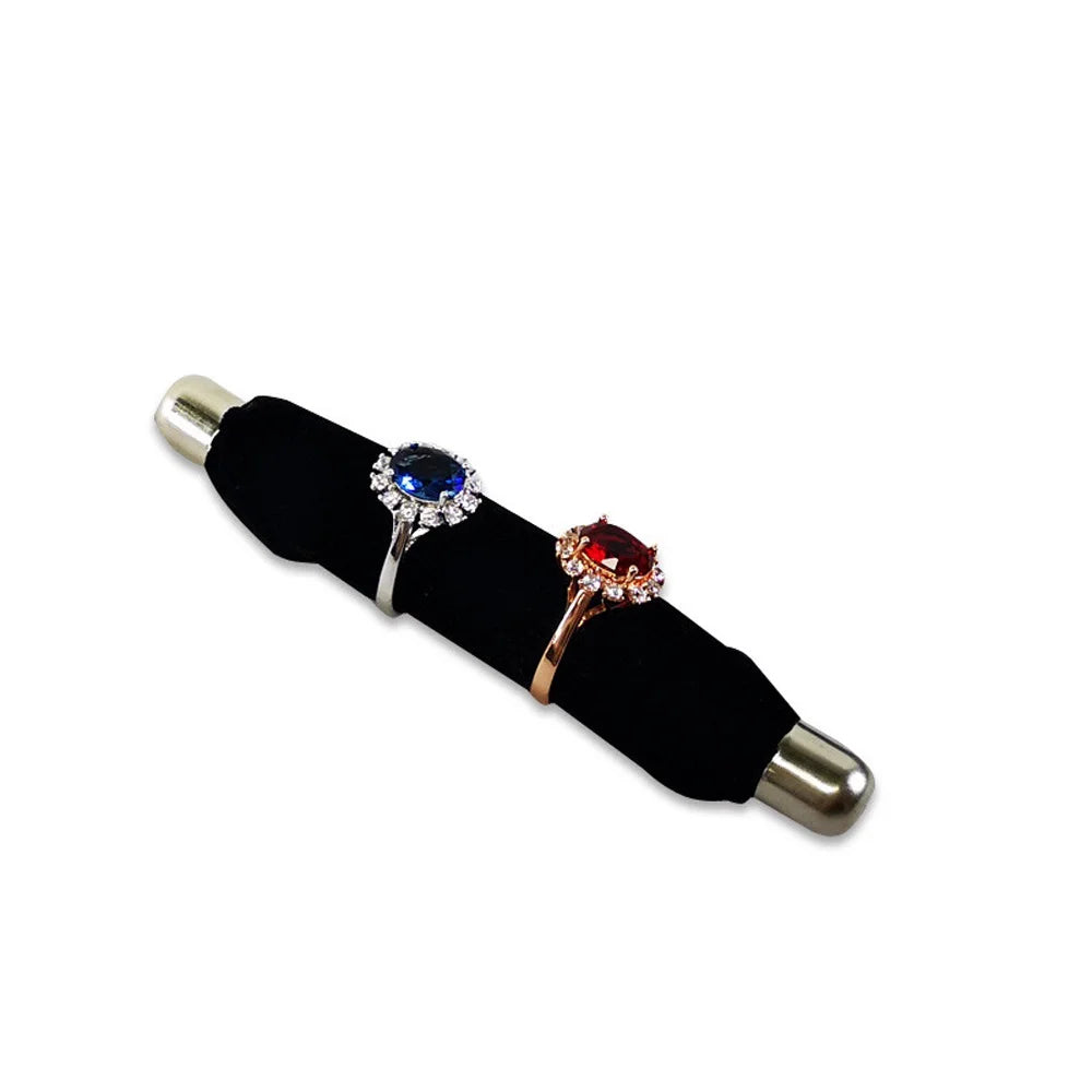 Soporte de Joyería para Anillos de Terciopelo - Exhibidor de Anillos de Espuma Suave con Estante de Metal, Disponible en Varios Colores