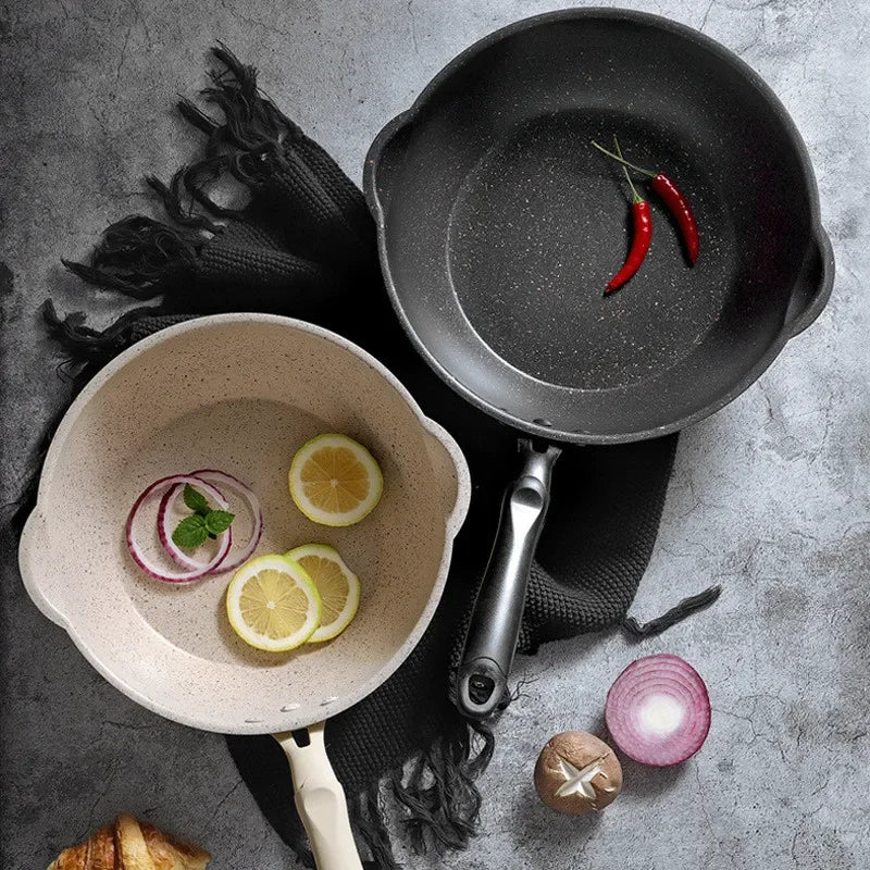 Sartén profunda antiadherente de piedra Maifan duradera, ollas de cocina para panqueques, bistec para el hogar, sartén, cacerola, utensilios de cocina, sartén Wok