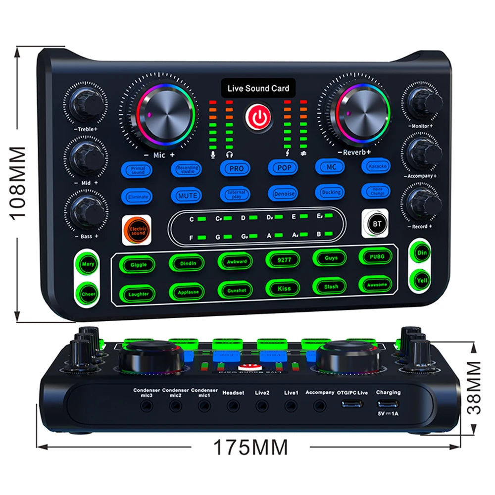 Mezclador de Sonido Portátil Profesional X60 con Tarjeta de Sonido en Inglés - Compacto y Conveniente para Transmisiones en Vivo y Canto en KTV