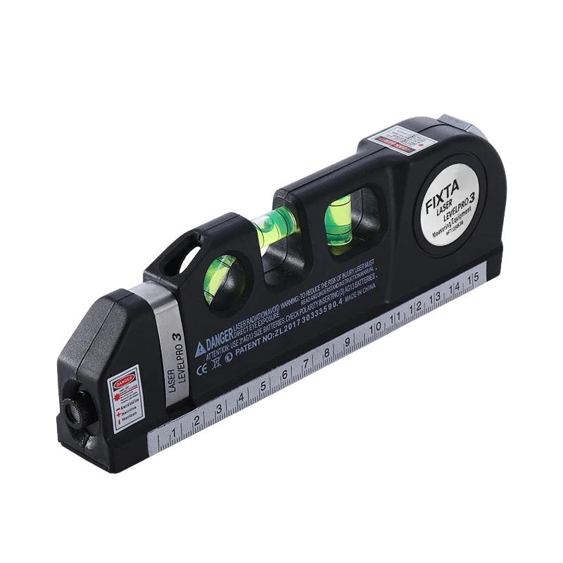 Herramienta de nivelación láser de línea multiusos, Láser de línea cruzada con cinta métrica estándar de 8 pies y 2,5 M y reglas métricas