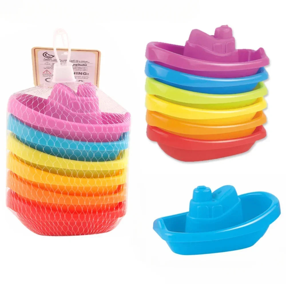Juguetes Apilables para el Baño de Bebés - Botes Coloridos de Aprendizaje Temprano y Juguete Educativo