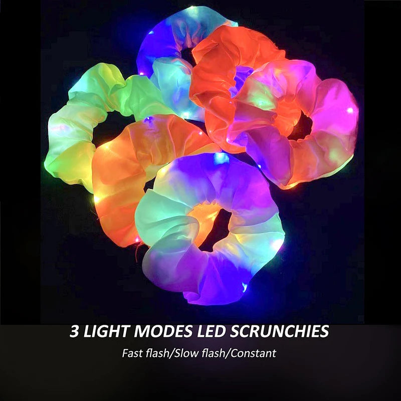 Scrunchies LED Brillantes - 1/10 PCS de Diademas Luminosas para Niñas | Accesorios de Fiesta Iluminados