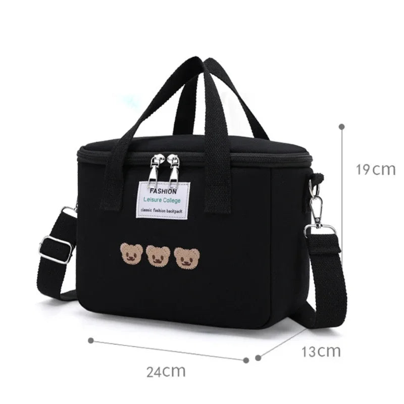 Bolsa de Almuerzo para Niñas con Oso Kawaii, Térmica y Aislante, Bolsa de Picnic Infantil, Caja de Comida con Forro de Aluminio
