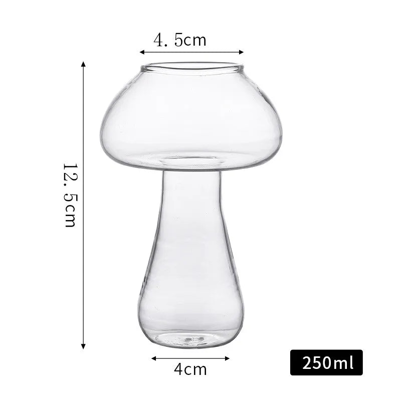 Copa de Cóctel en Forma de Hongo con Paja | Vaso Creativo para Bebidas, Cerveza, Vino y Café | Cristal Transparente para Bar y Bebidas