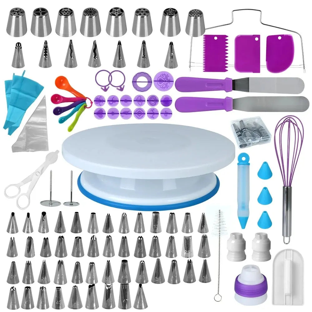 Kit de Herramientas de Decoración para Pasteles de 137 Piezas | Set con Base Giratoria, Boquillas y Bolsas para Repostería