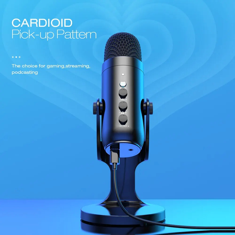 Micrófono USB para PC, Mac, Gaming, Grabación y Streaming | Micrófono Condensador con Adaptador para Teléfono y Salida de Auriculares