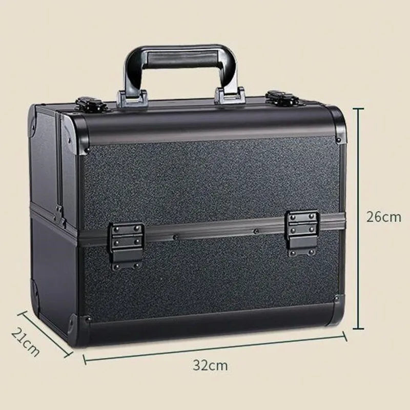 Nuevo Estuche Profesional de Aluminio para Cosméticos | Caja de Herramientas para Peluquería, Estilismo y Manicura con Cerradura de Doble Tarjeta y Diseño Resistente