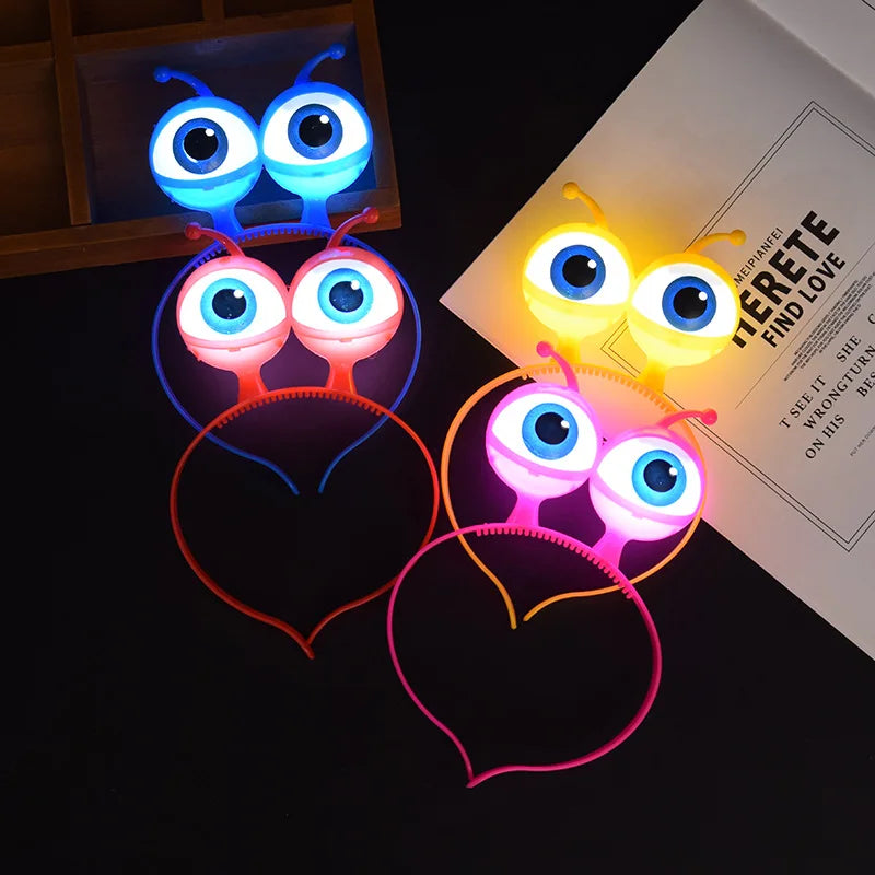 Diadema LED de Ojos de Alienígena – 6 Piezas de Accesorios Brillantes para Fiestas, Navidad y Más