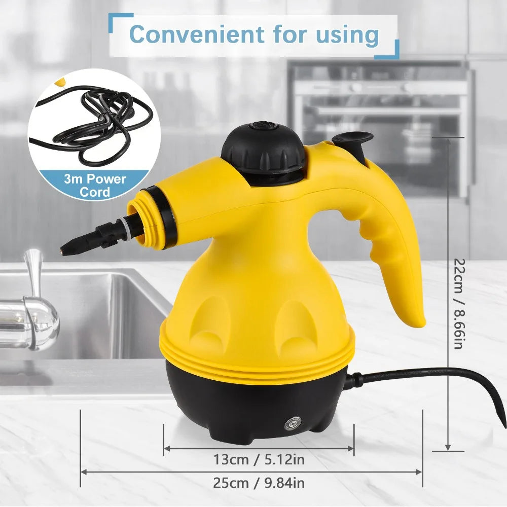 Limpiador a Vapor de Mano, 1000W, Alta Temperatura, Adecuado para Hogar, Cocina, Baño, Herramientas de Limpieza para Automóviles