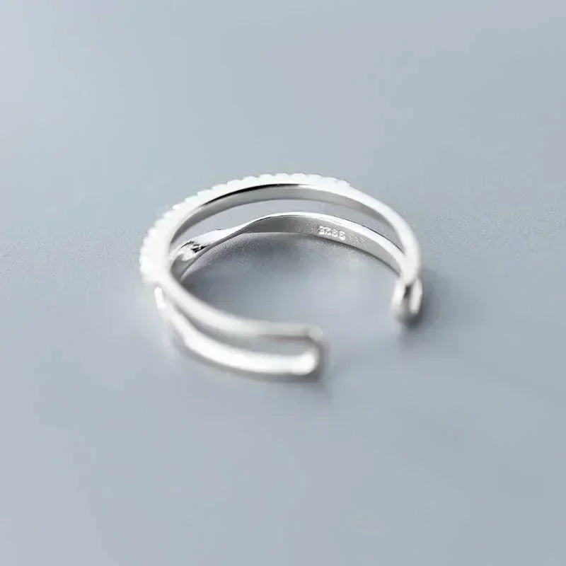 Anillo de Doble Línea en Plata 925 para Mujer – Anillo Vintage de Compromiso o Boda, Joyería Fina