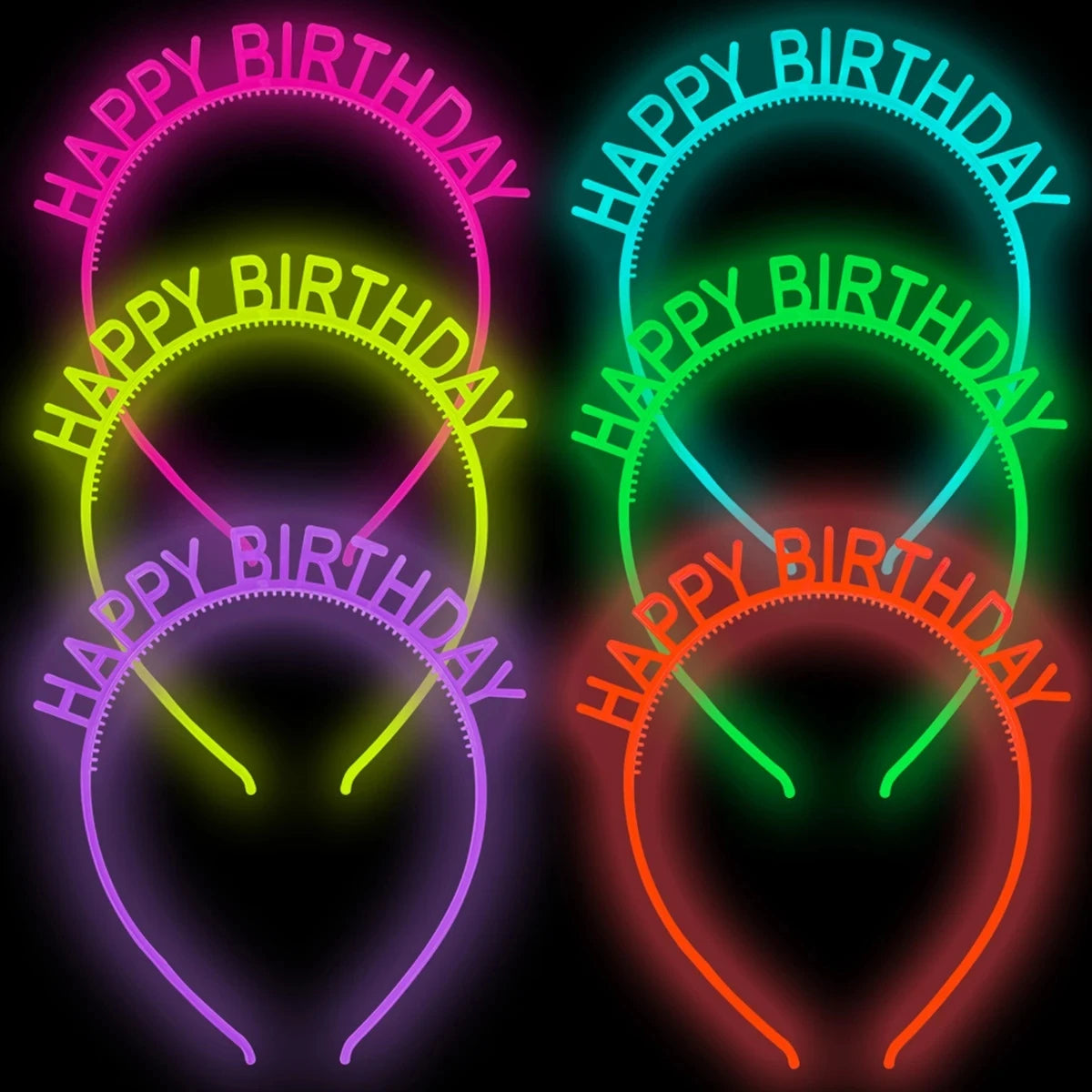6PCS Diademas Fluorescentes para Fiestas, Accesorios Brillantes para el Cabello, Decoración de Cumpleaños Glow in the Dark