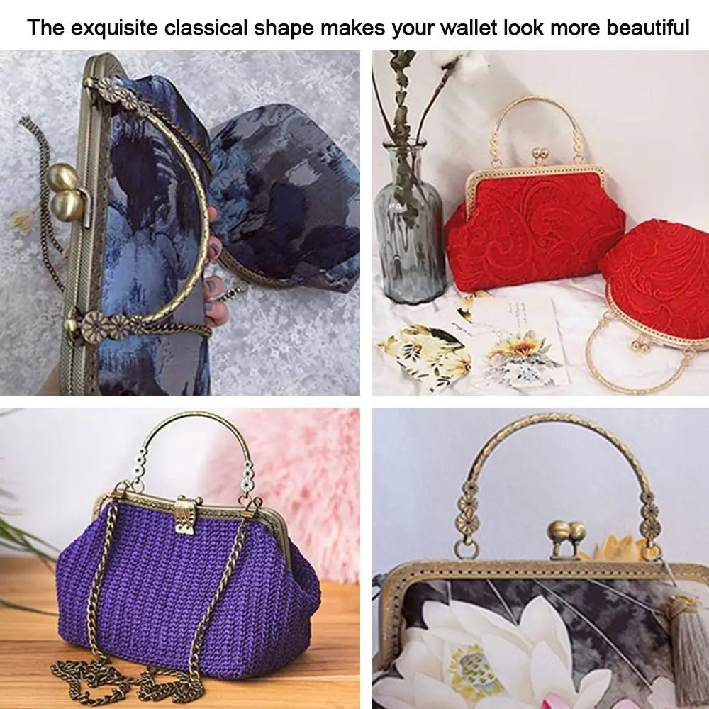 Marco de Monedero Vintage, Cierre Tipo Kiss Clasp para Bolsos, Accesorio de Hardware para Bolsos