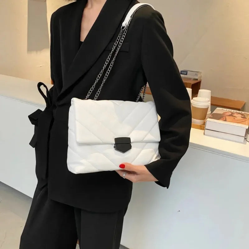 Nuevos Bolsos Crossbody Casual con Cadena para Mujer, Bolso de Hombro Sencillo de Moda, Bolsos de Diseñadora para Mujer, Bolsos Mensajeros de Cuero PU