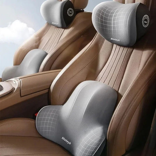 Cojín de Cuello y Soporte Lumbar de Espuma Viscoelástica para Asiento de Coche, Almohada Universal para Cuello y Cintura