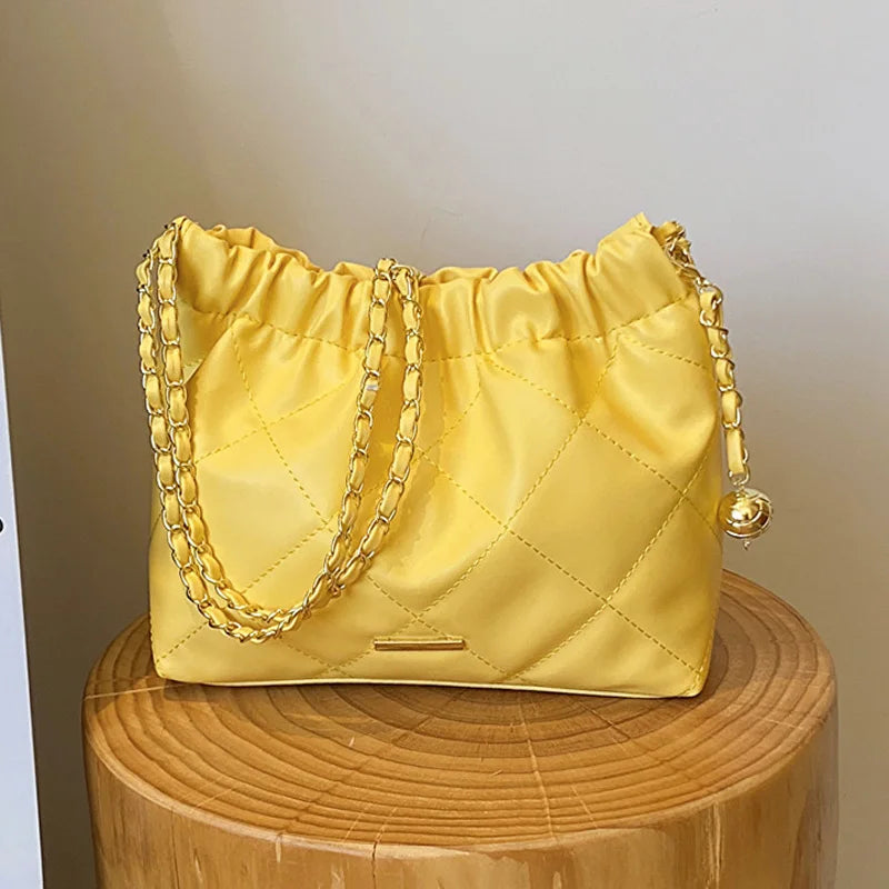 Bolso cruzado de Pu con diseño plisado para mujer, bandolera informal con correa de cadena para viaje y regalo