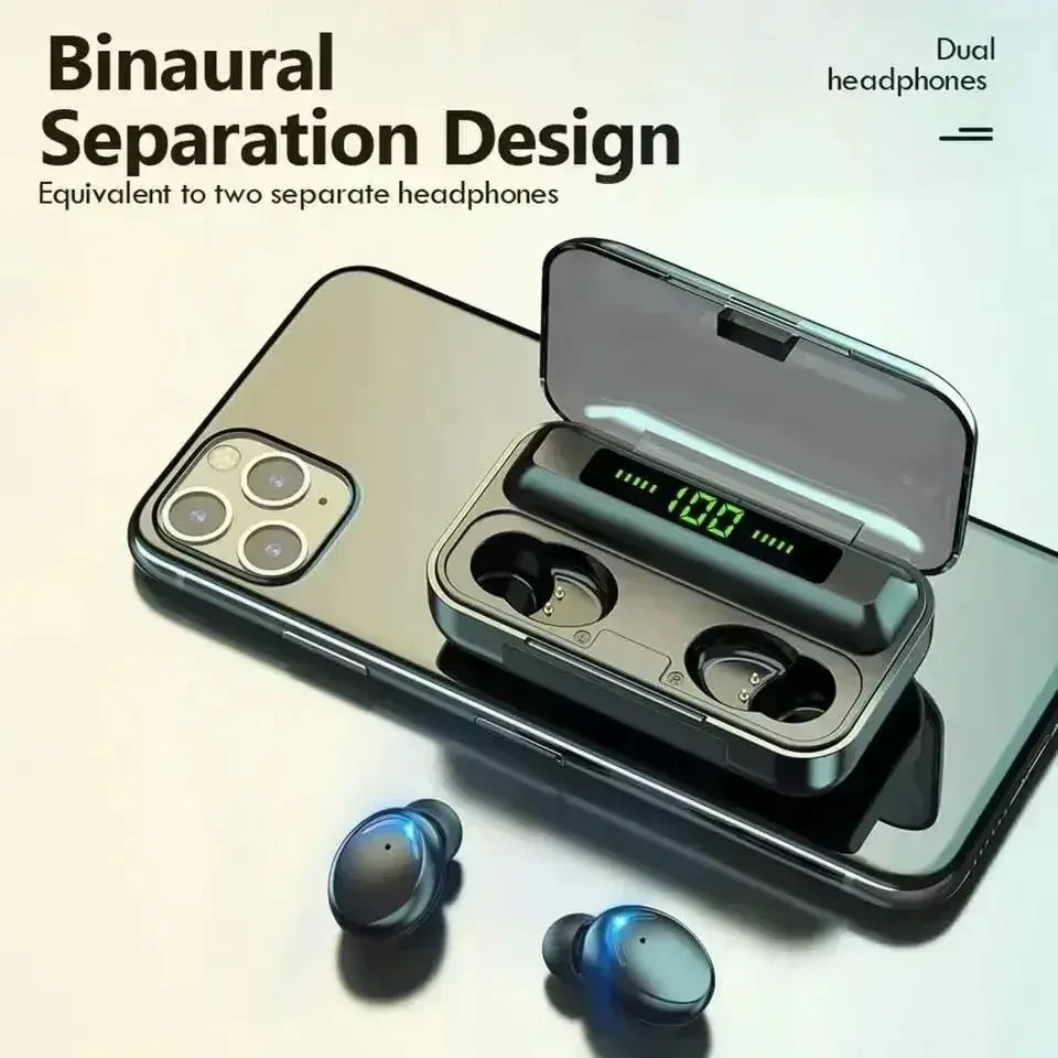Auriculares TWS F9-5 Bluetooth 5.3 Inalámbricos con Micrófono, Estéreo HiFi, Deportivos, Resistentes al Agua y Ayudas Auditivas
