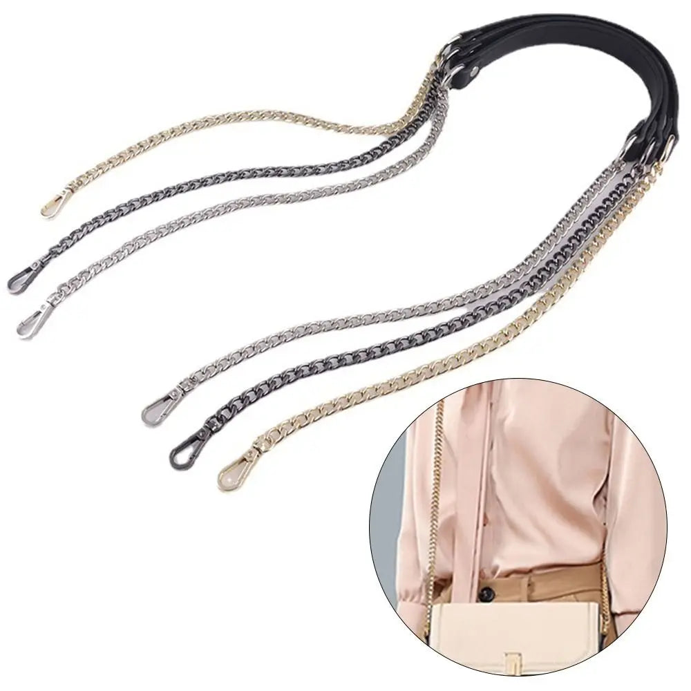 Cadena de Metal para Bolsa de 120 cm con Correa de PU - Reemplazo para Manijas de Bolsos y Accesorios DIY