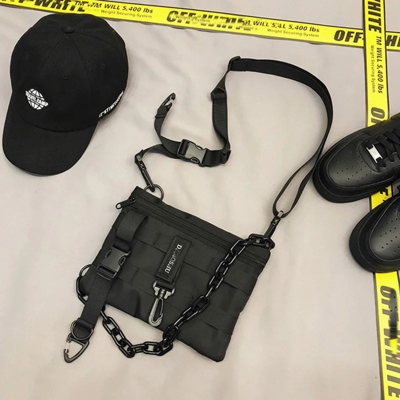 Bolsa de Pecho Táctica Funcional Unisex – Riñonera Streetwear Hip Hop, Chaleco Tactical Rig Bag Negro
