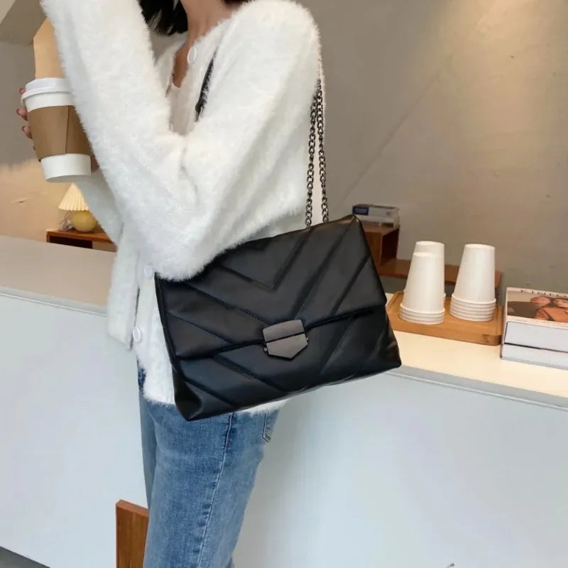 Nuevos Bolsos Crossbody Casual con Cadena para Mujer, Bolso de Hombro Sencillo de Moda, Bolsos de Diseñadora para Mujer, Bolsos Mensajeros de Cuero PU