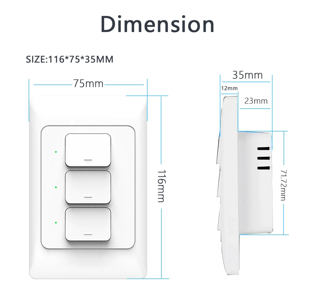 Interruptor Inteligente de Pared Tuya Zigbee3.0 con Botón Físico y Control Remoto por Voz Compatible con Google Home y Alexa